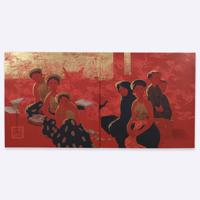 Large Bui Huu Hung Lacquer Painting, 96W Diptych - Sold for $17,920 on 11-15-2025 (Lot 280).jpg